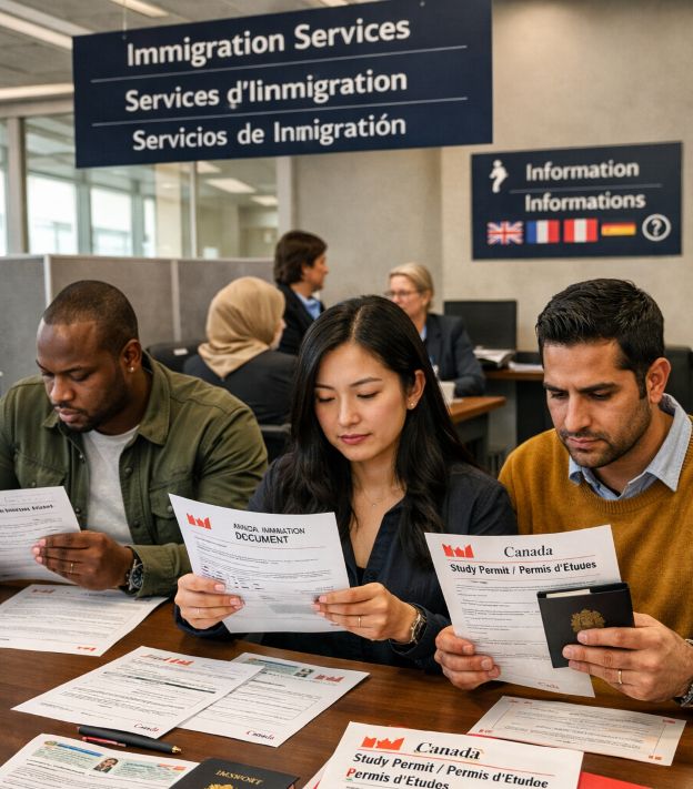 reviewing immigration documents and language test results
